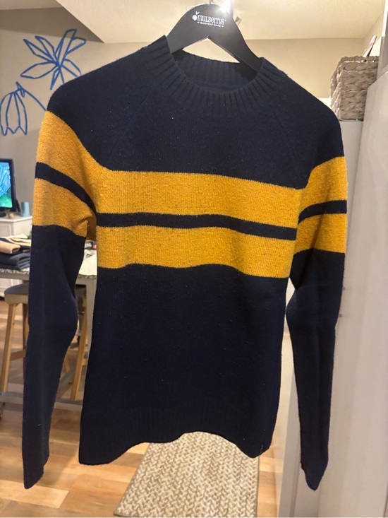 Banana Republic Other - BR x KL Navy Crewneck Sweater with Mustard Stripes